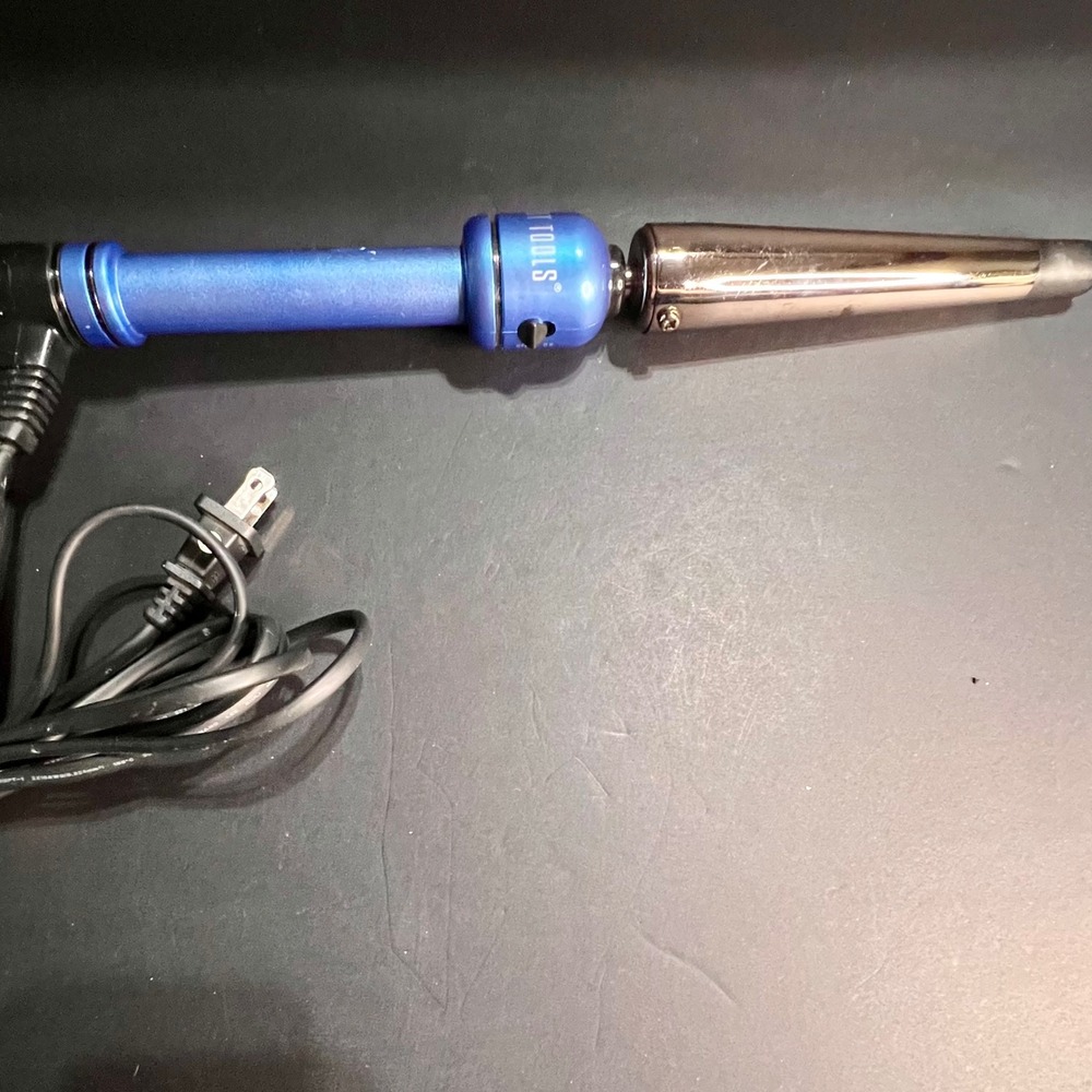 Hot Tools Tapered Curling Wand Professional‎ Blue Silver Adjustable Heat